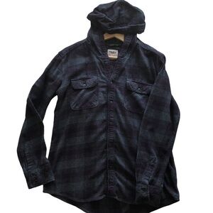 TNA Flannel Hooded Button-down Shirt